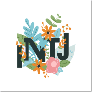 Myers Briggs Typography INTJ - Floral Design Posters and Art